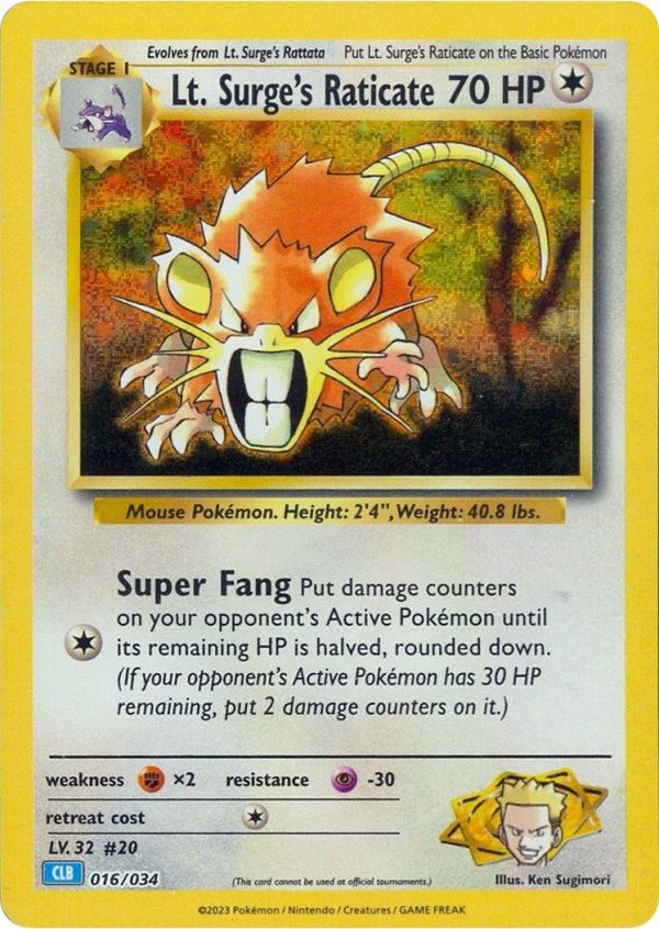 Lt. Surge’s Raticate-016-Pokemon TCG Classic - Blastoise